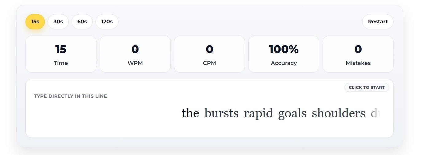 Desktop typing test before start.