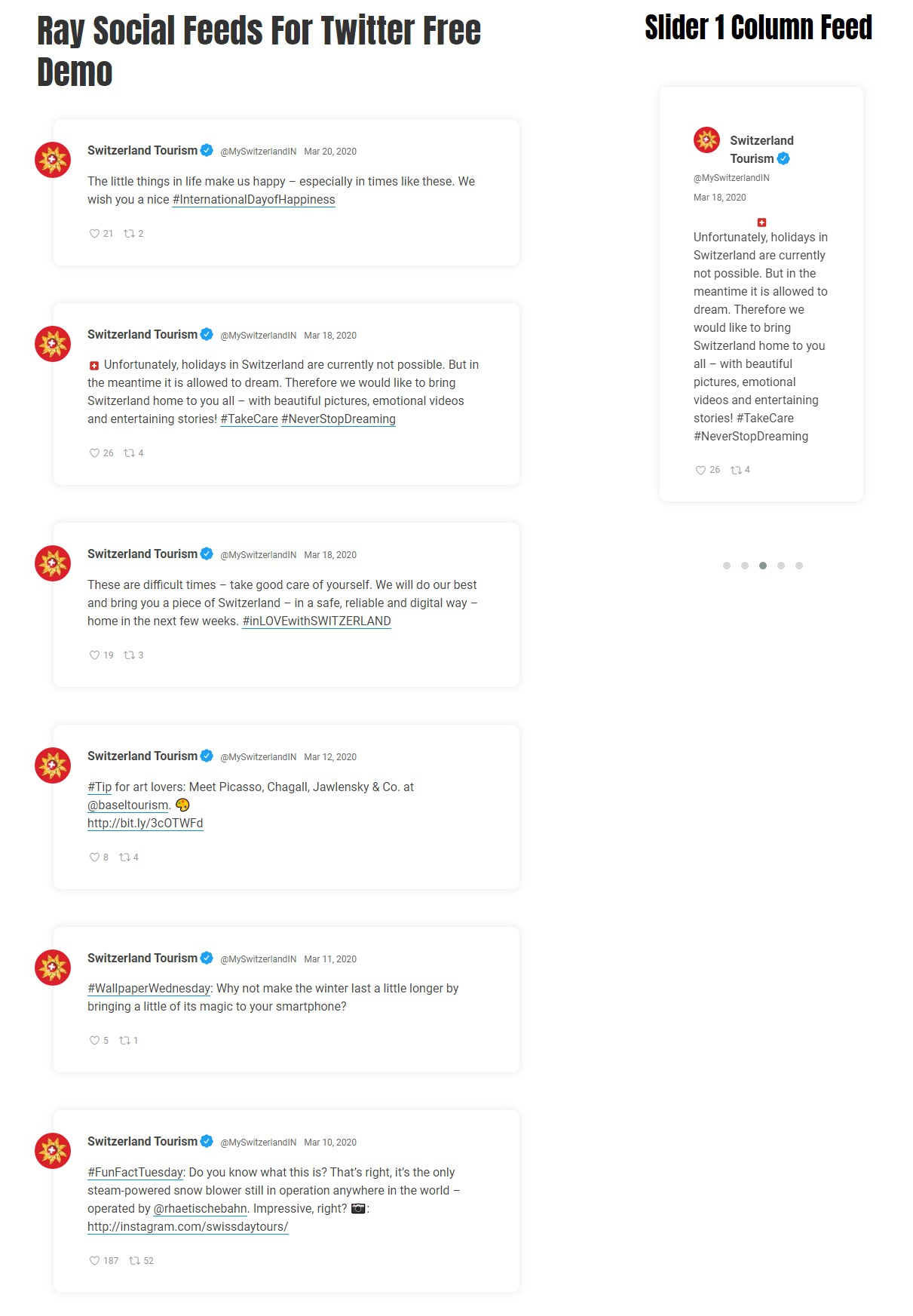 The demo feed created by our plugin.