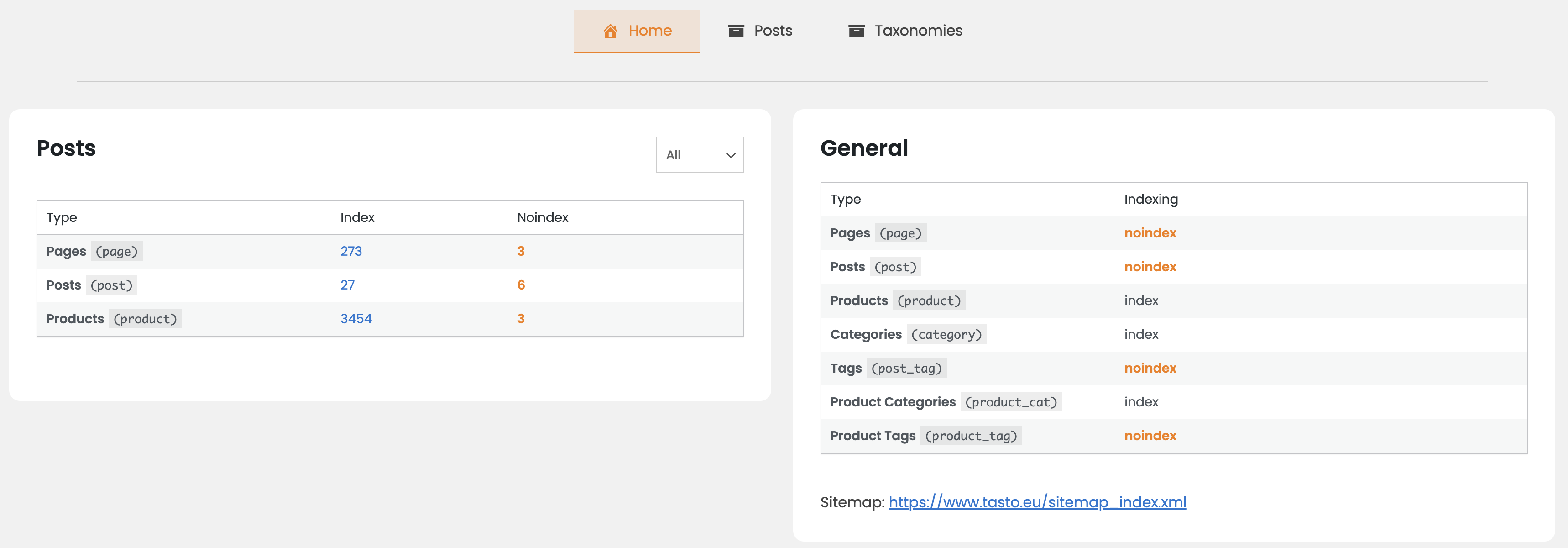 SEO products management with quick edit capabilities