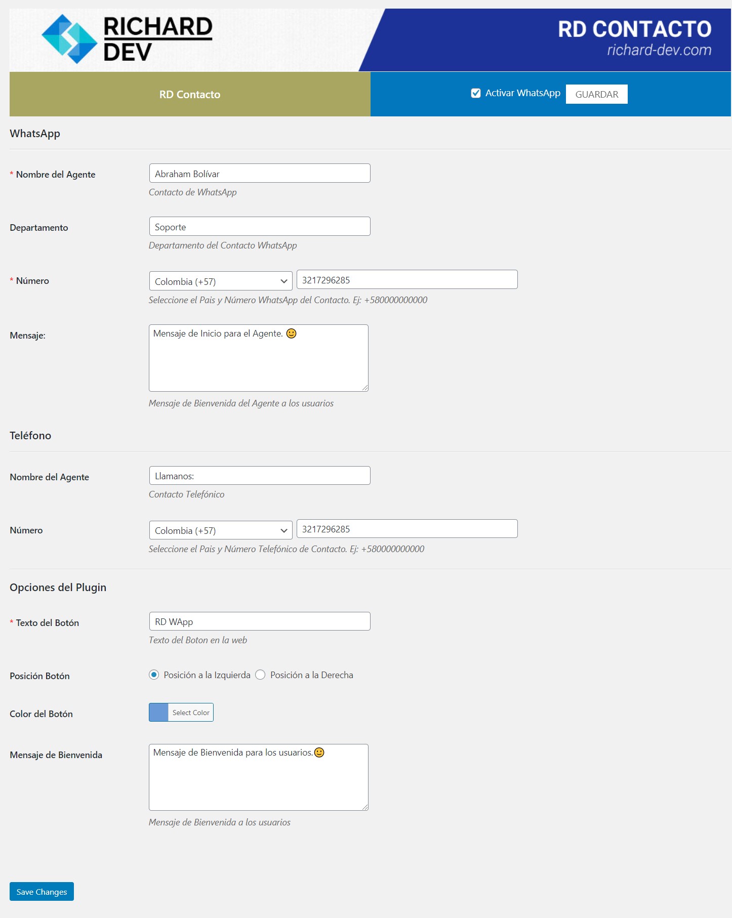 Configuracion general del plugins