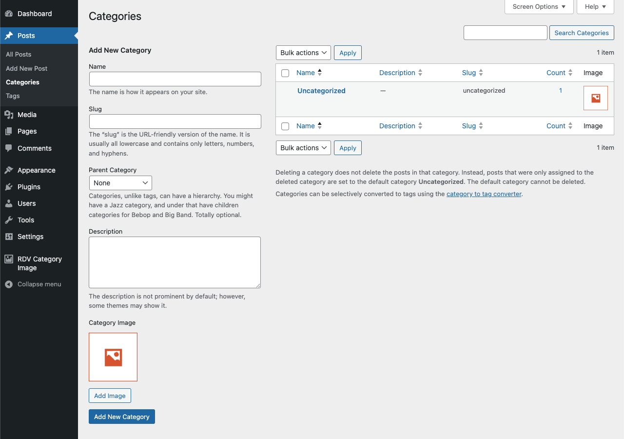 Add New Category page.