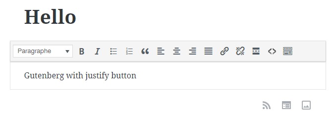 Gutenberg with justify button