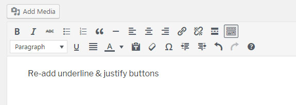Re-add underline & justify buttons