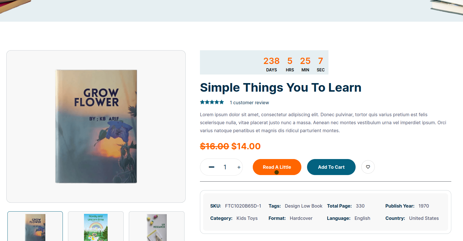 **Read Little Button** - Displays on single product pages.