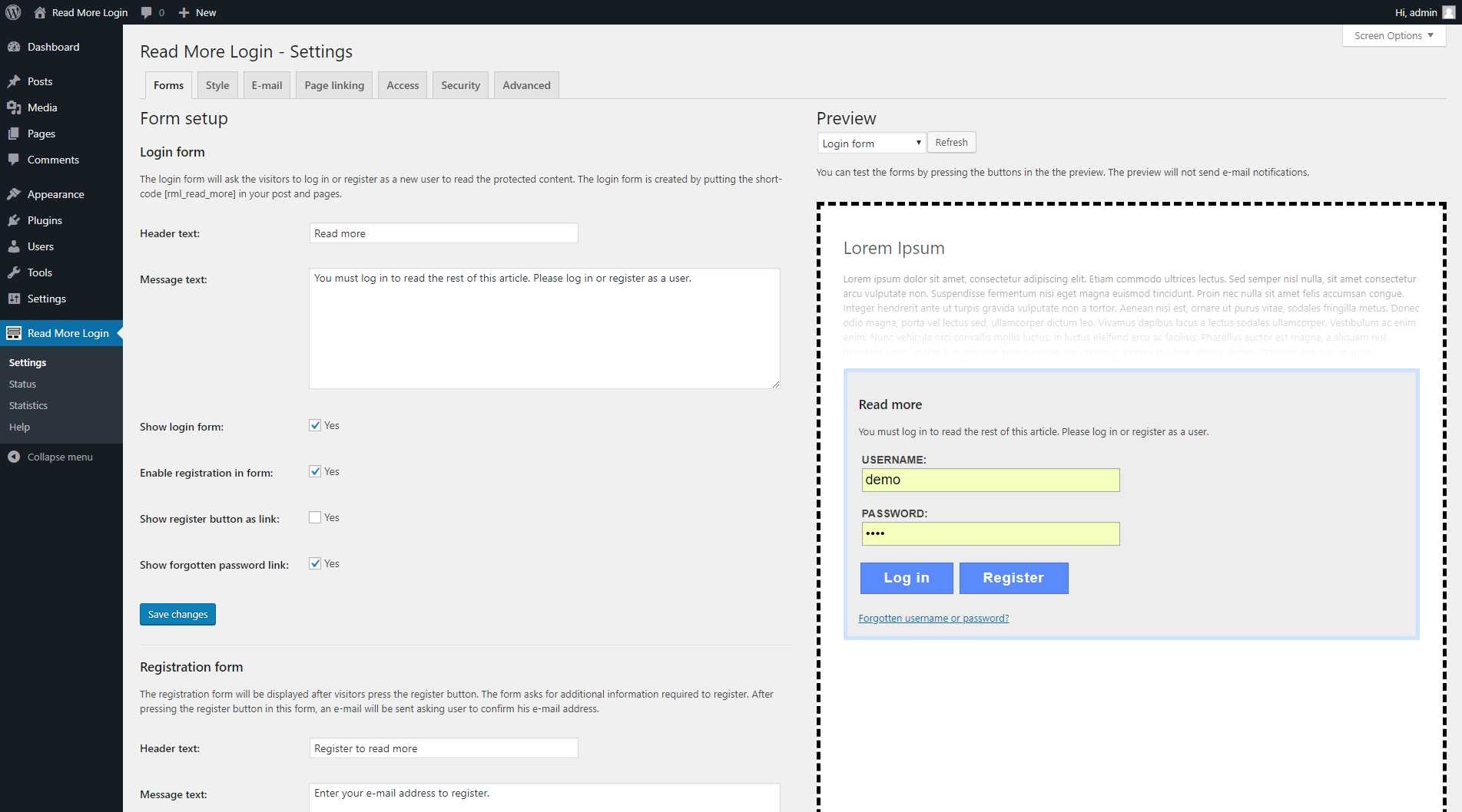 If the visitor press Register button, he will be asked for additional information to sign up. First name and last name are optional and configurable fields.