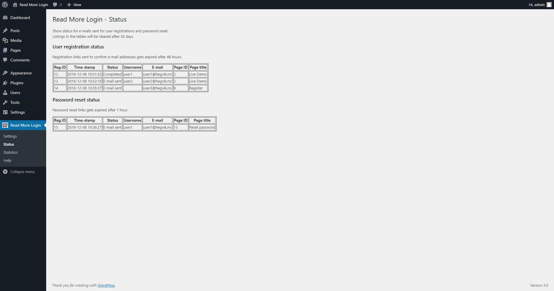 If user has the forgotten the username or password, he can ask for e-mail with password reset link.