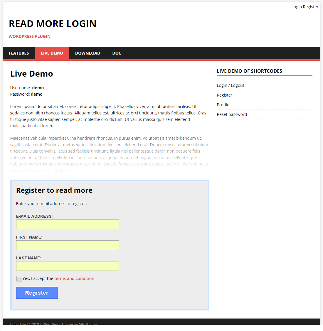Plugin also provides separate register pages. E-mail will be sent to confirm e-mail address.