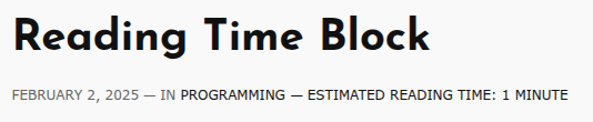 The estimated reading time on the frontend.