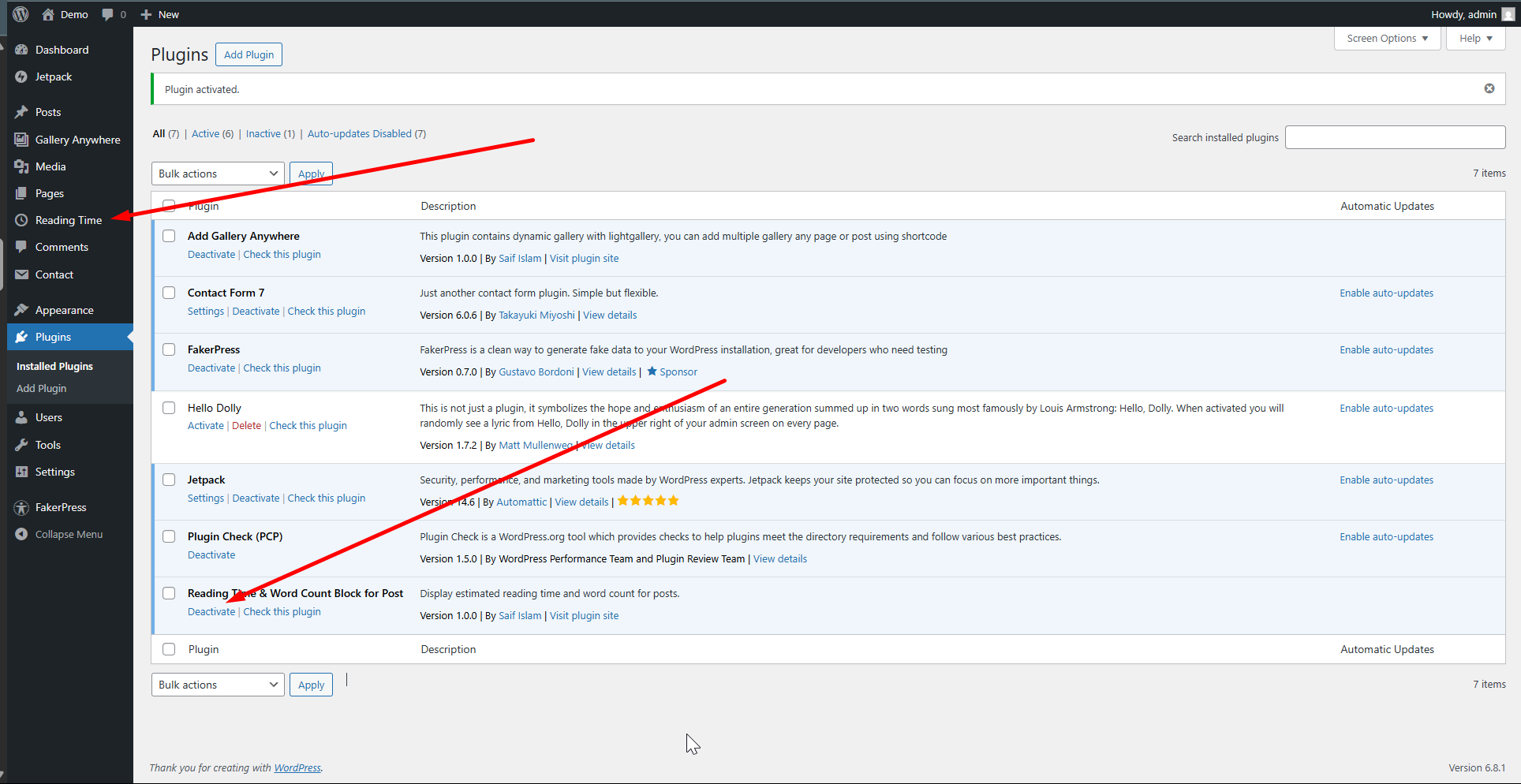 Active the plugin