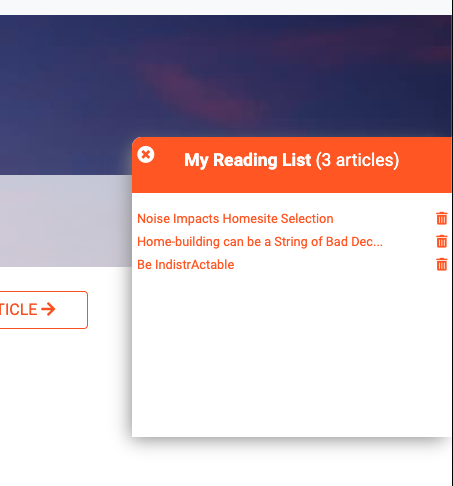 Opened Readinglist with articles