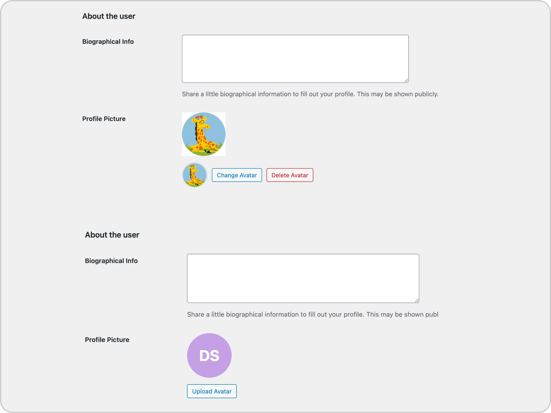 Change avatar in admin.