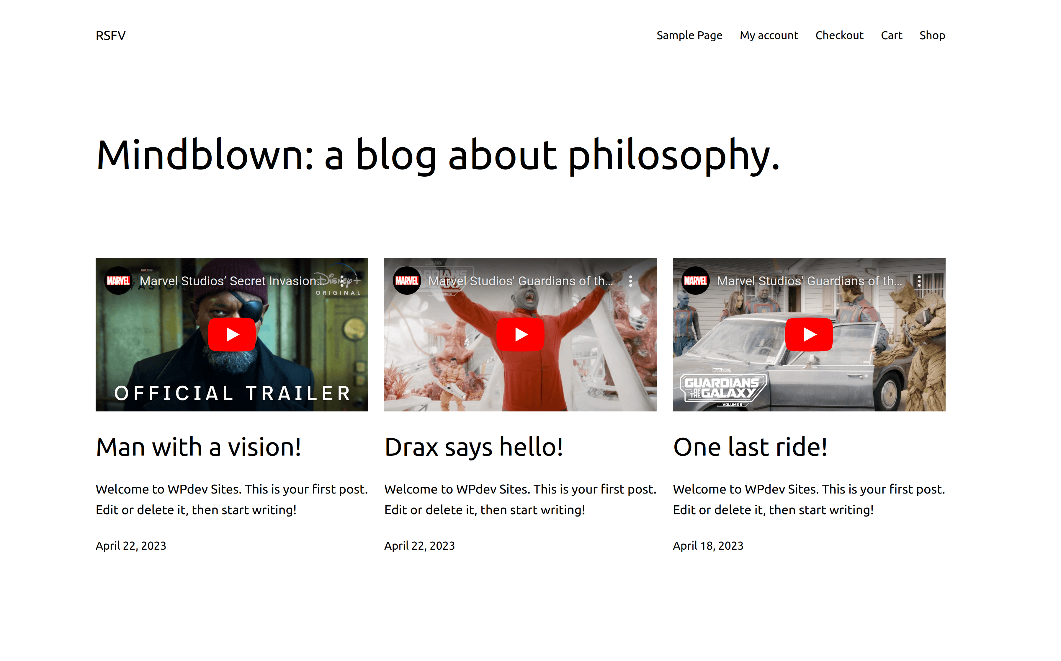 Featured video posts on Twenty Twenty-Three theme.