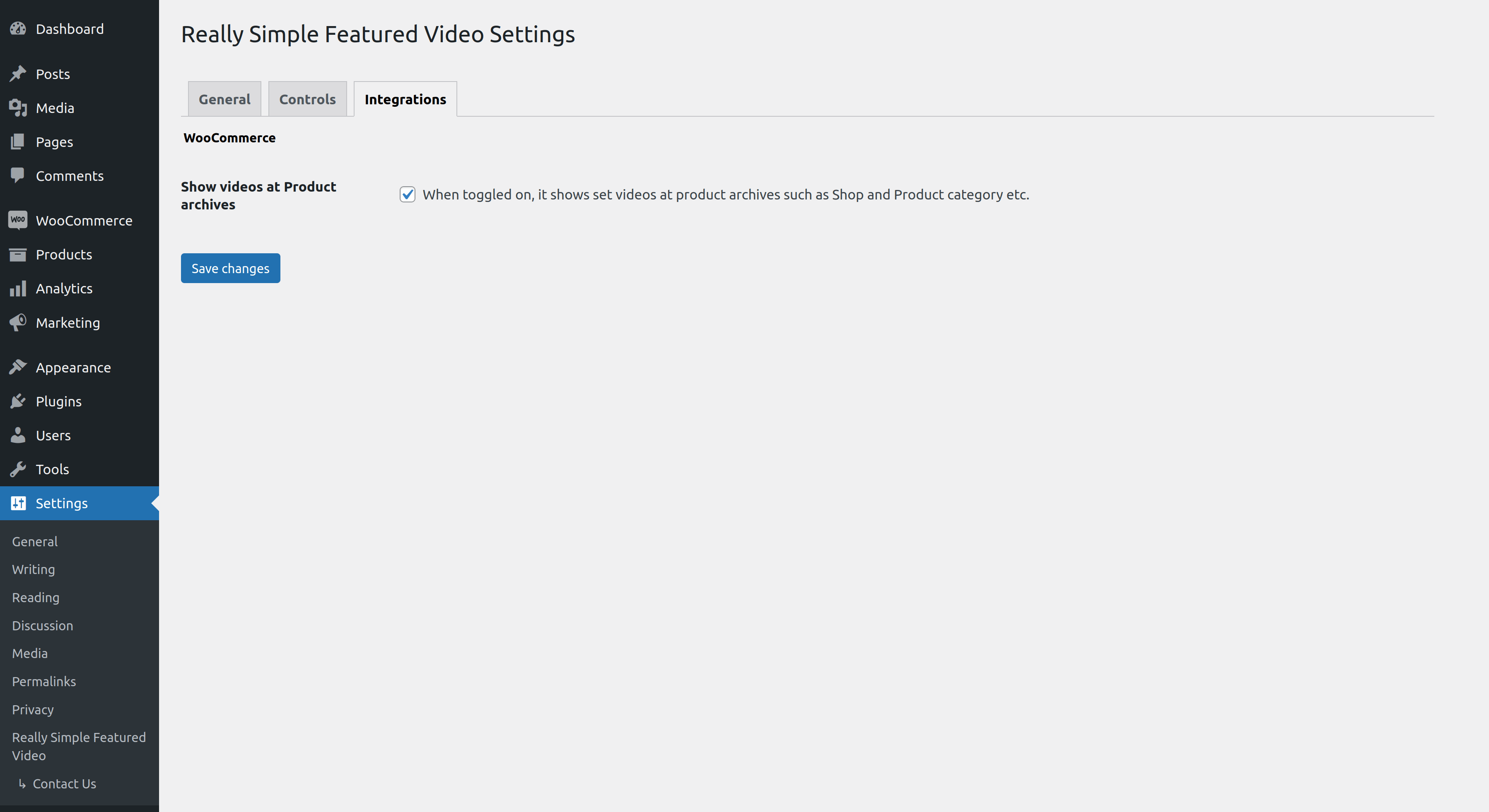 WooCommerce settings page view.