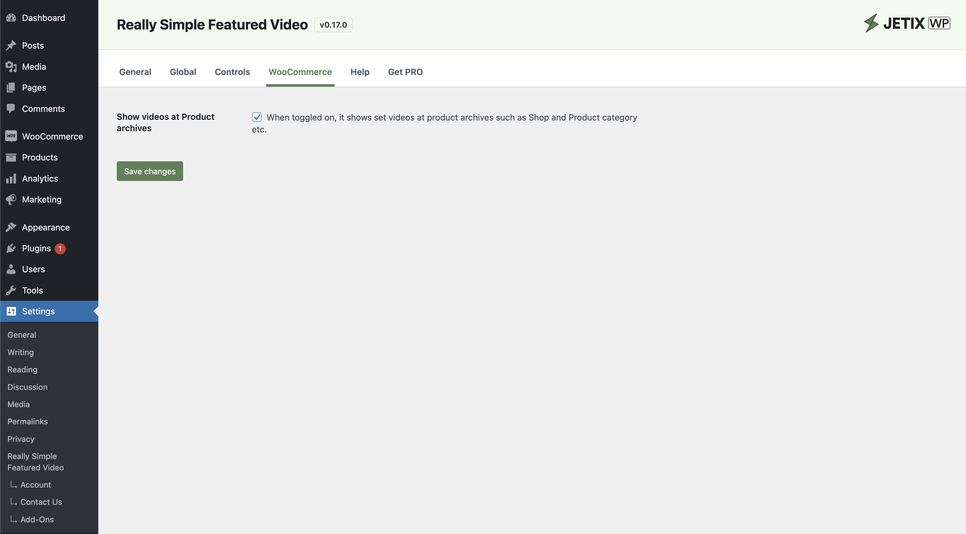 WooCommerce settings page view.