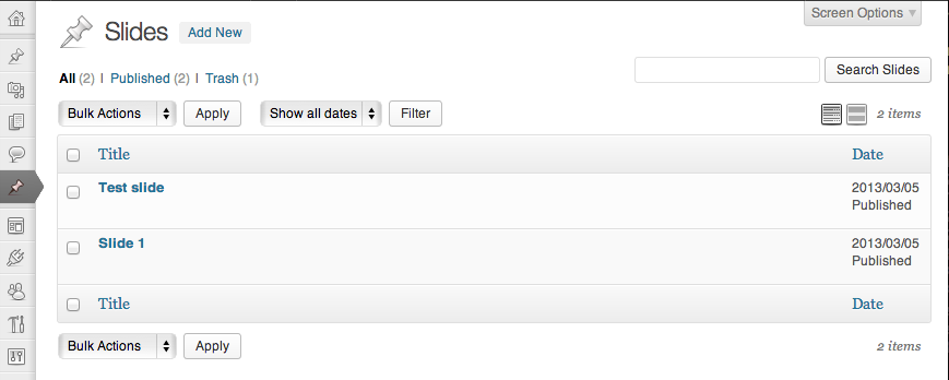 Familiar Wordpress interface when freating slides