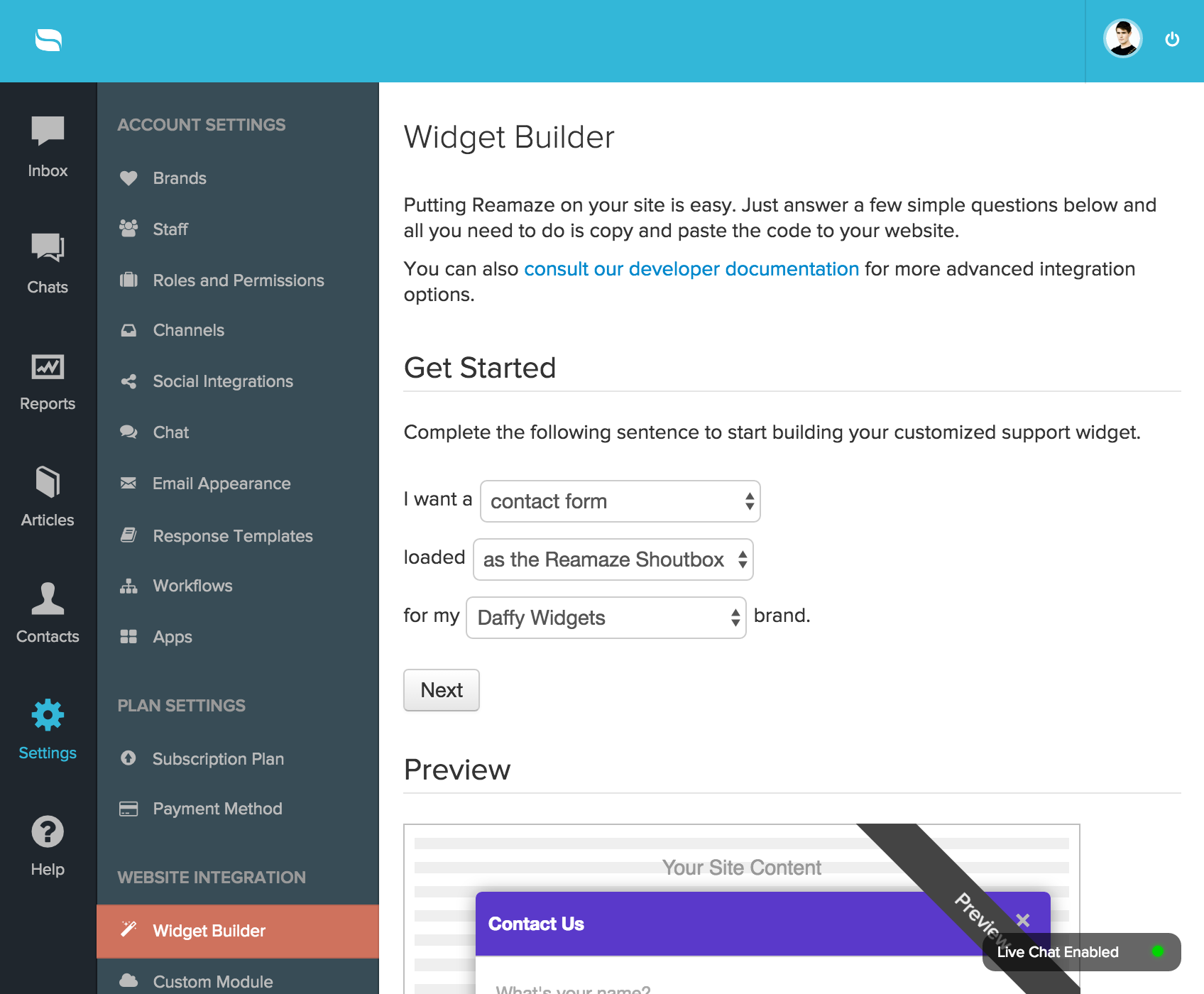 Widget Builder - Customize your support widget with ease