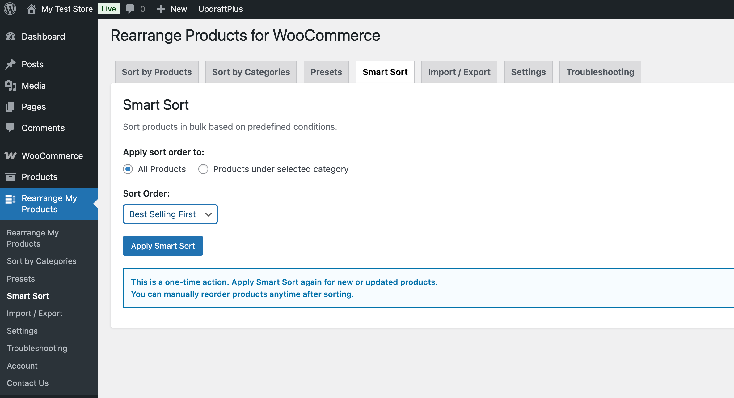 Smart Sort — Automatically sort products by various criteria (Pro)