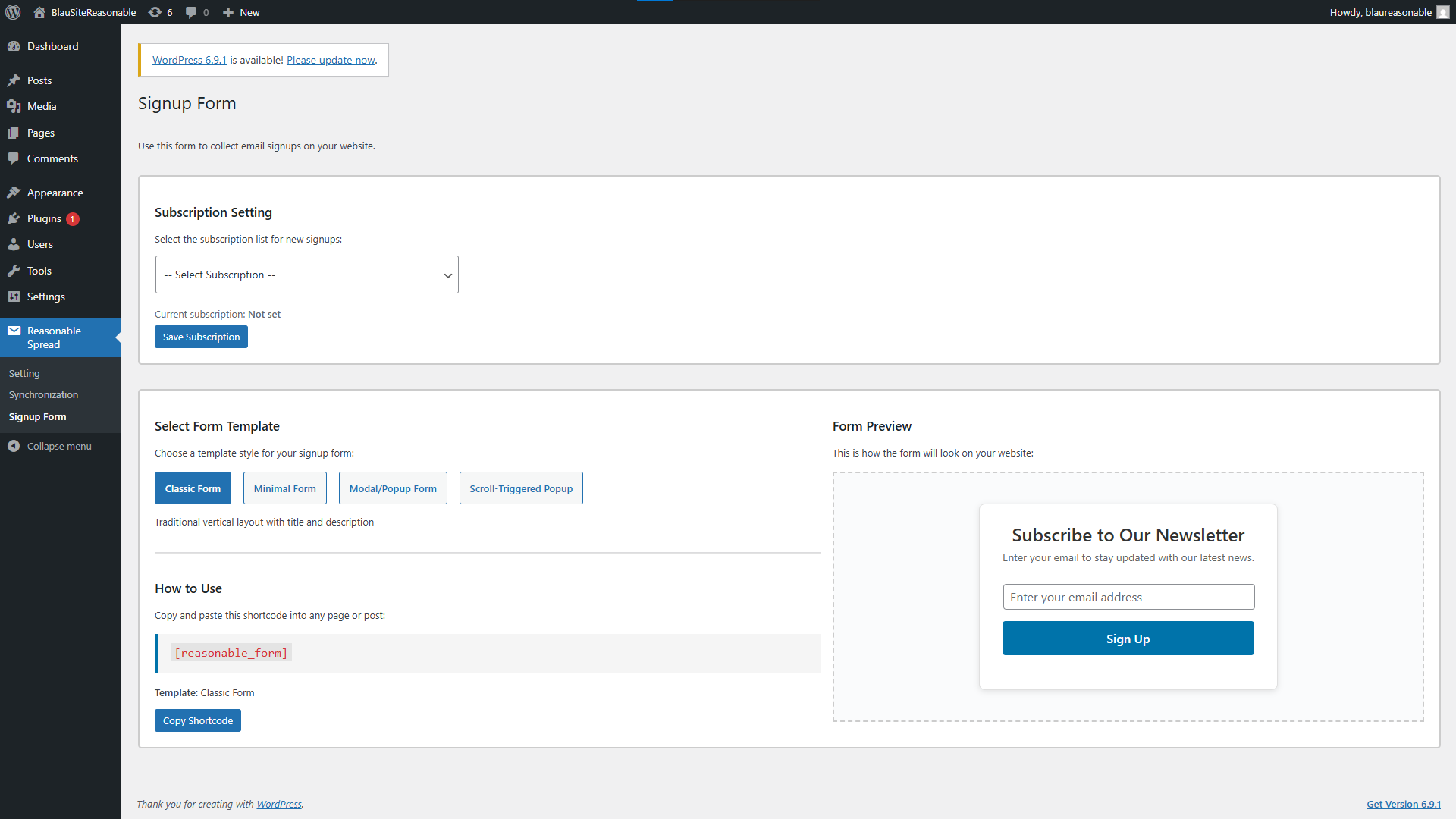 Frontend signup form