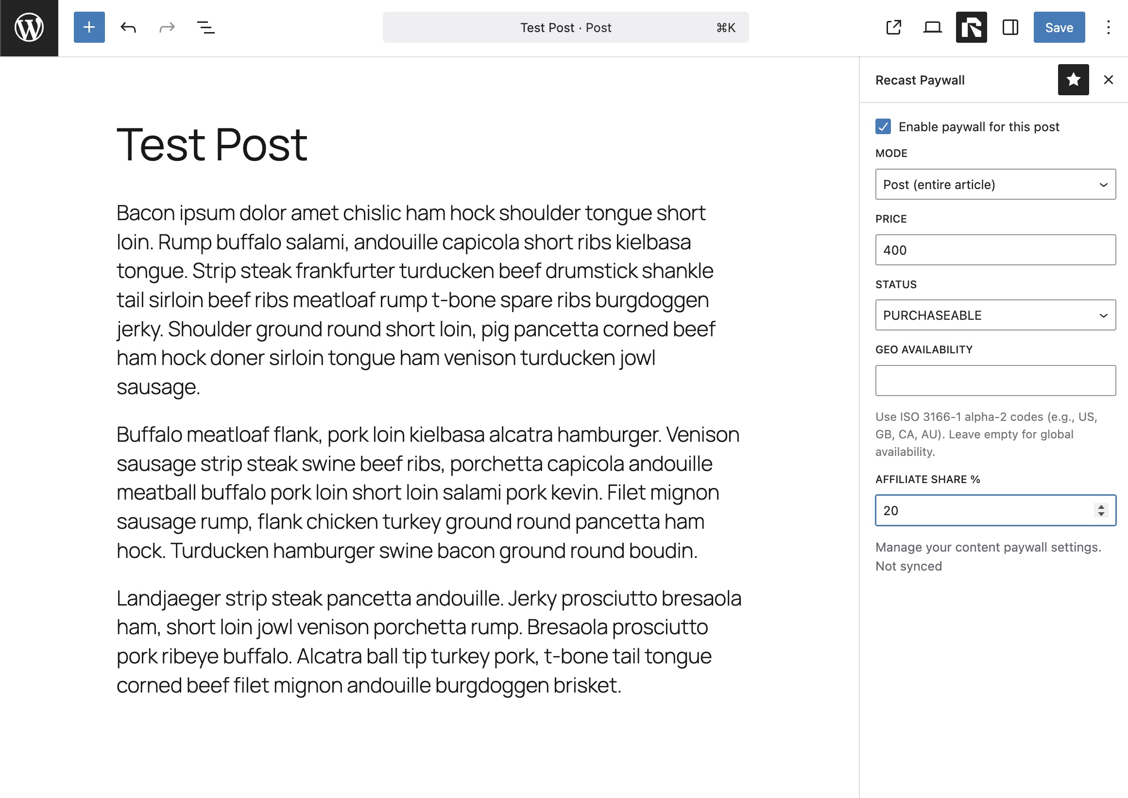 Post paywall settings