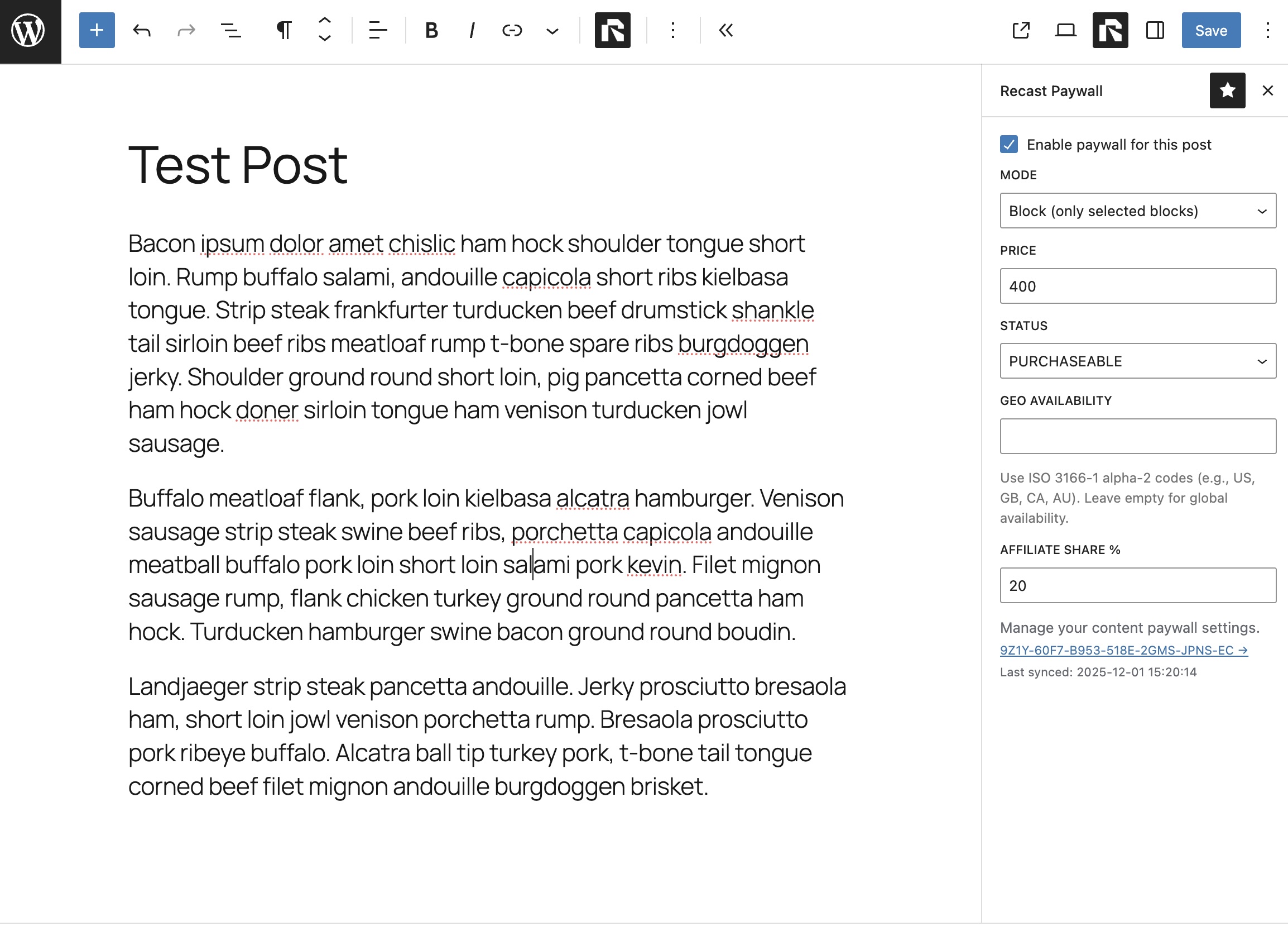 Block-level gating with toolbar integration