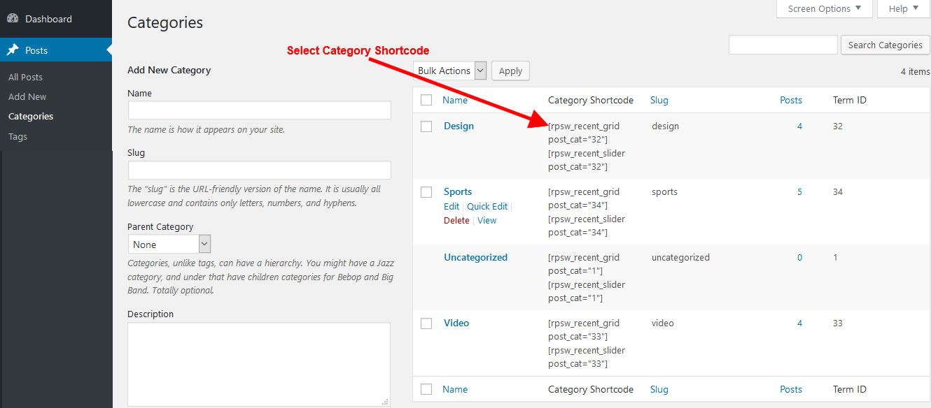 Create multiple Slider and Grid using category ID.