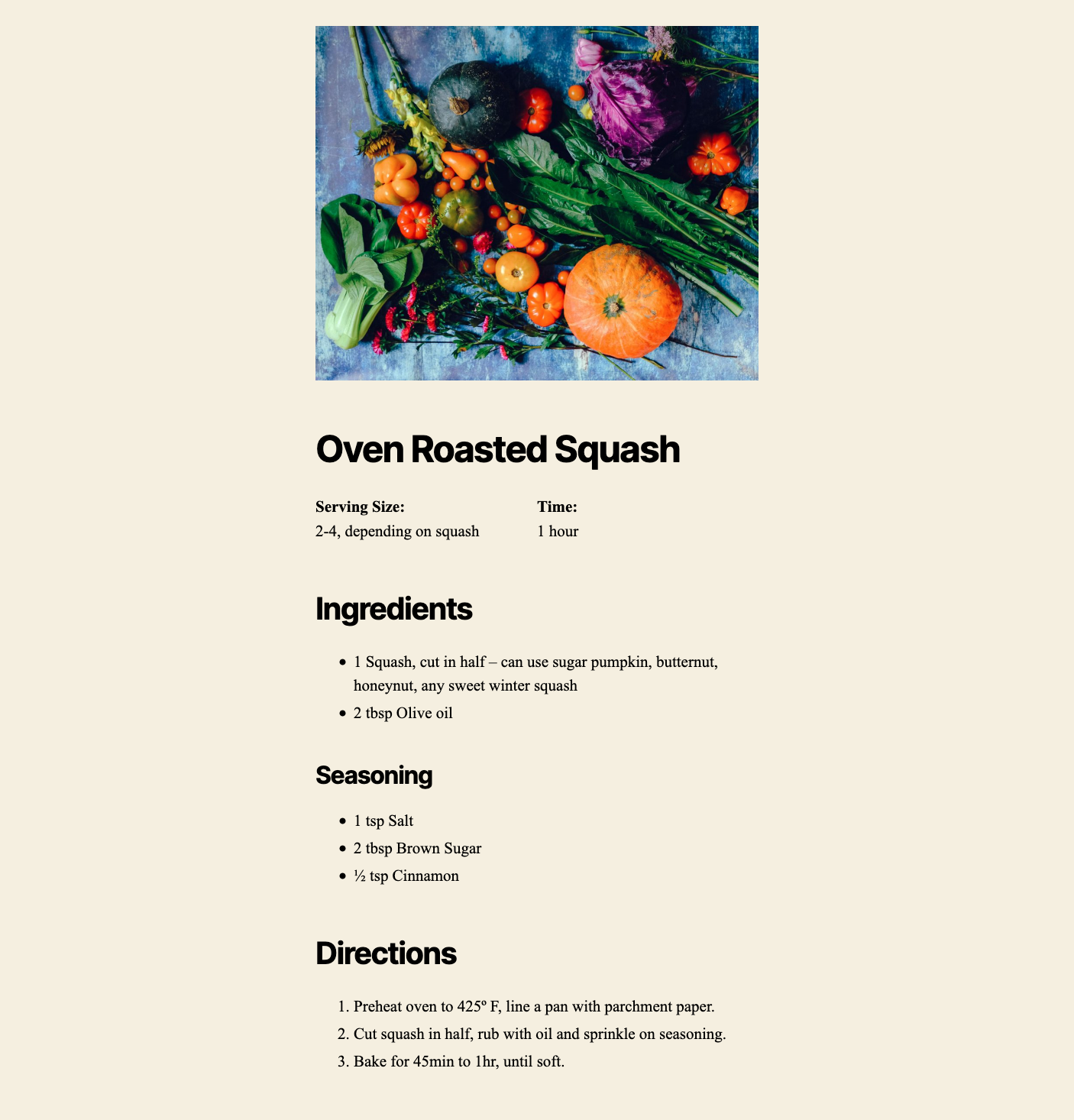 The finished recipe on the front end of the site, using the Twenty Twenty theme.
