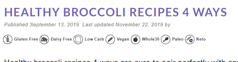 Blog Post with Dietary Icons