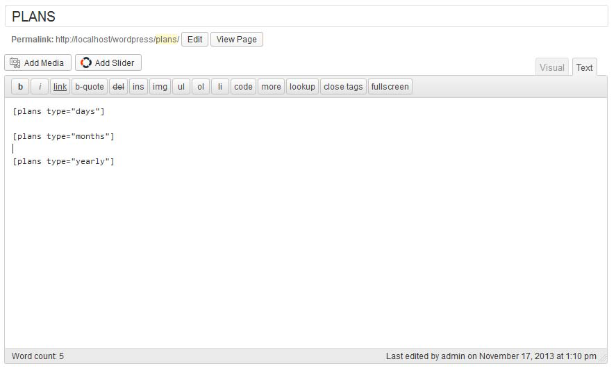 Screenshot - 2 : Use any of shortcode in page.