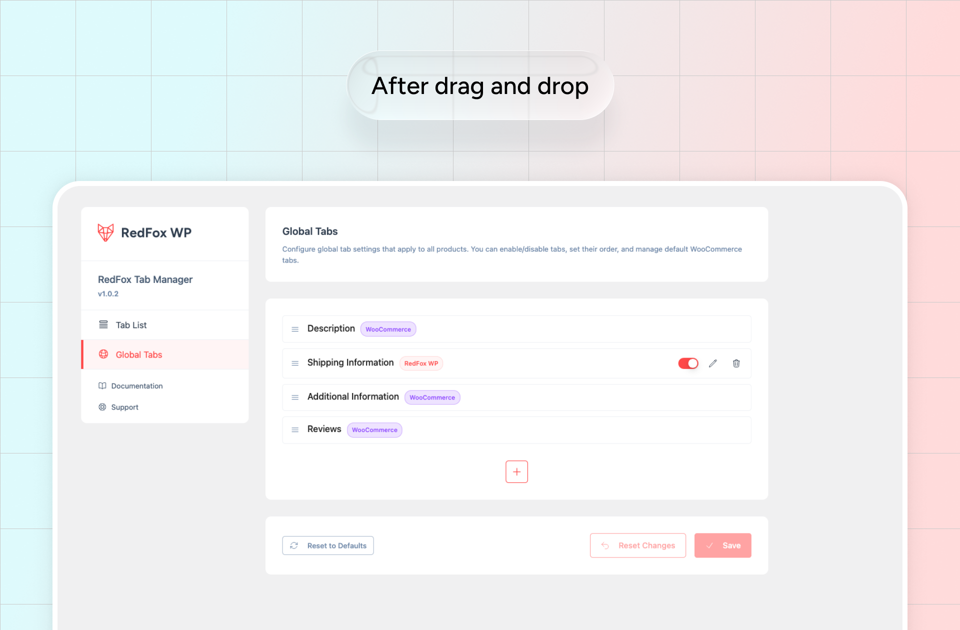Global tabs after adding some custom tabs
