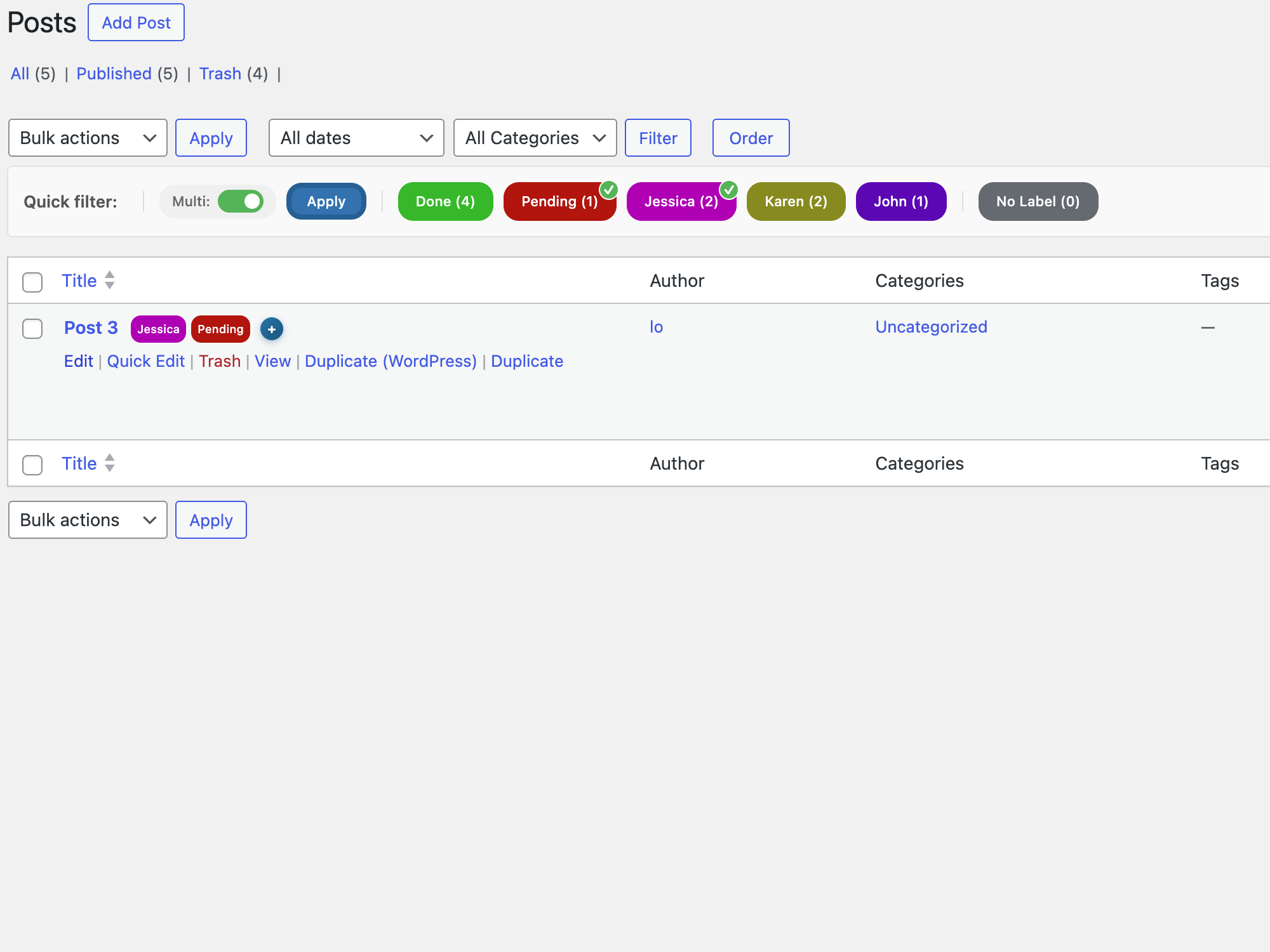Permission management by role