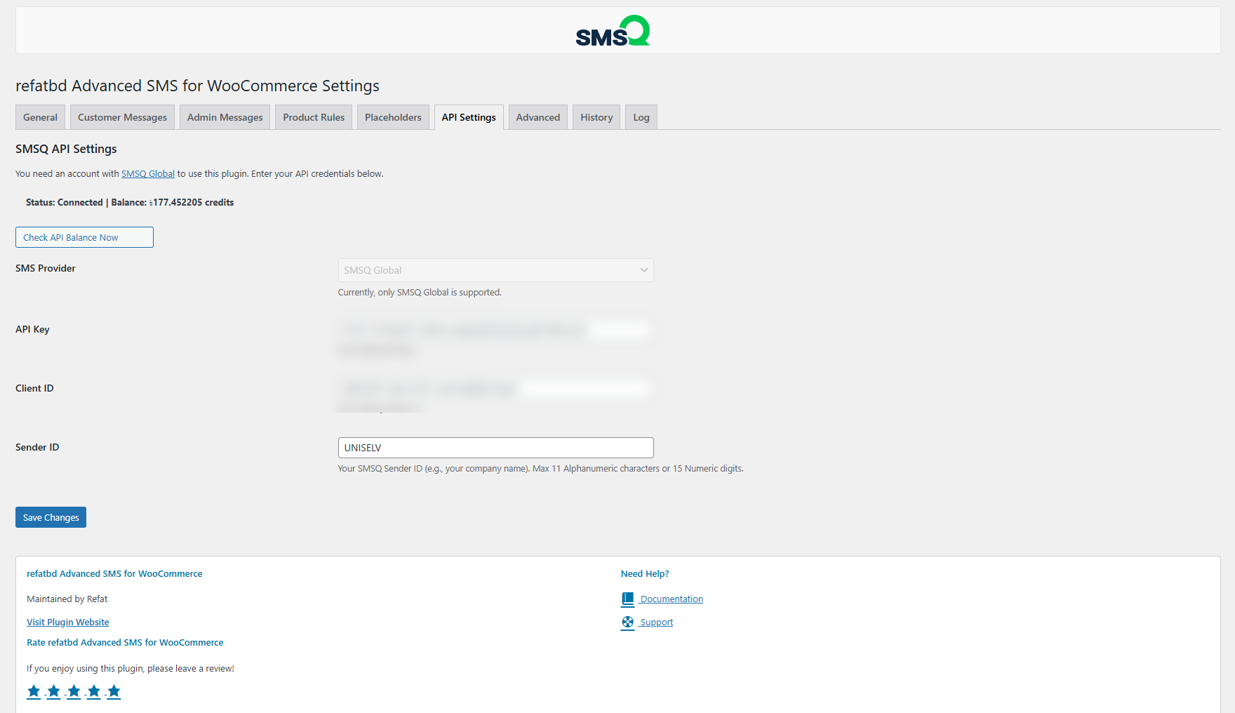 Admin Settings - API Settings Tab