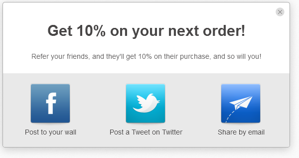 Refer a Friend - Customer sharing options.