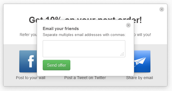 Refer a Friend - Sharing an offer using email.