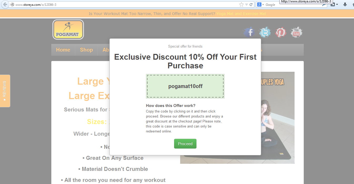 Refer a Friend - The pop up the friends receive.