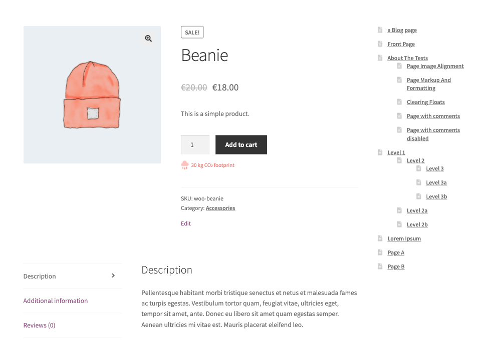 CO2 offset in product page