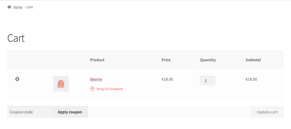 CO2 offset in shopping cart