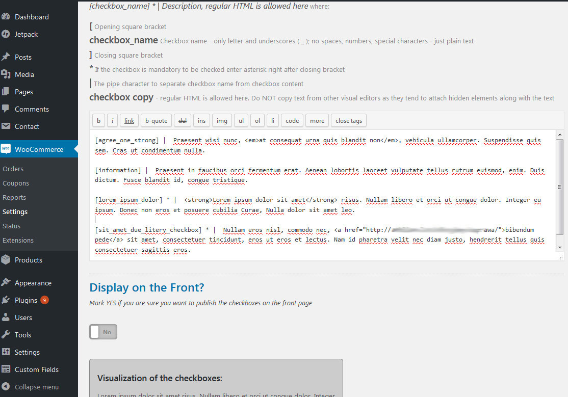 Agreement checkboxes - New user registration