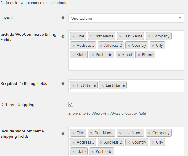 Settings page