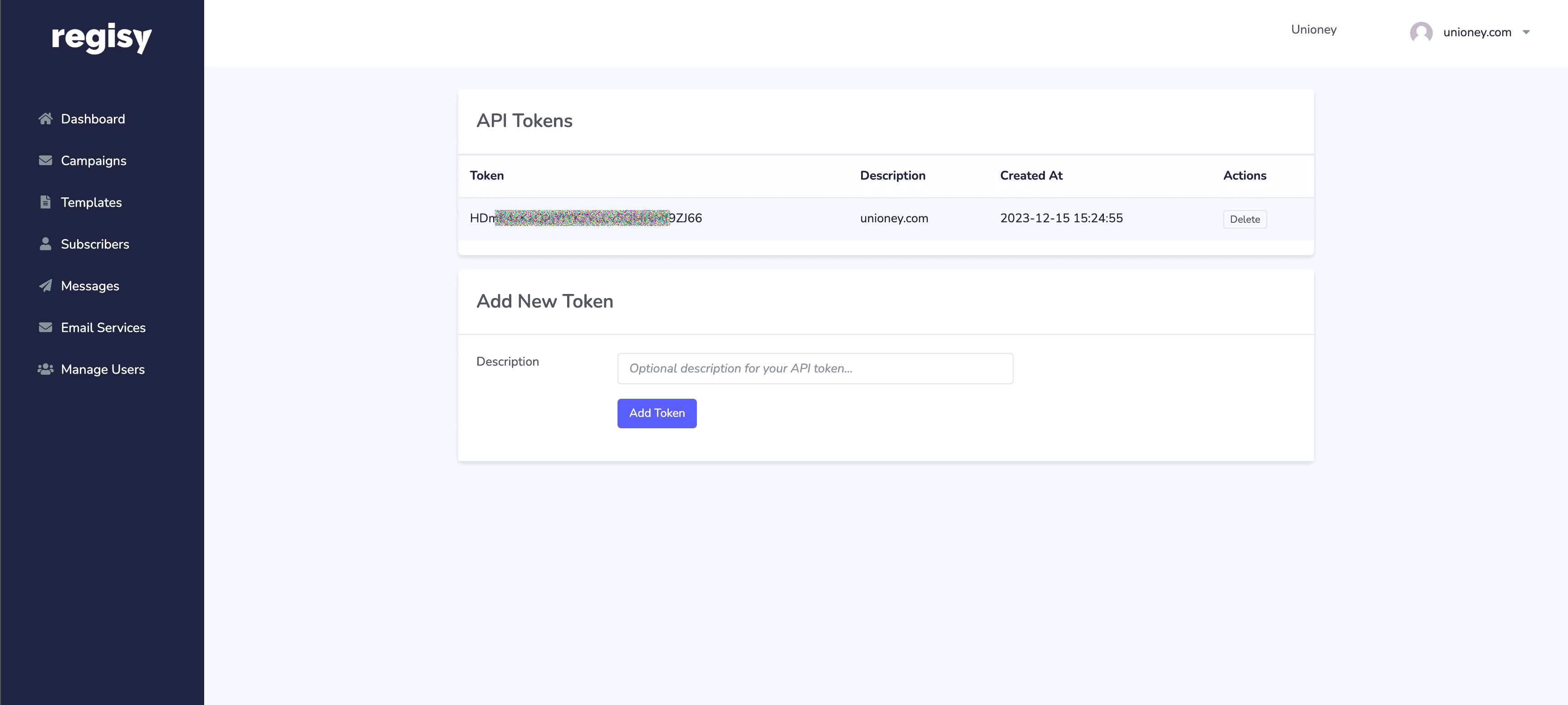 My Regisy email template creation editor.