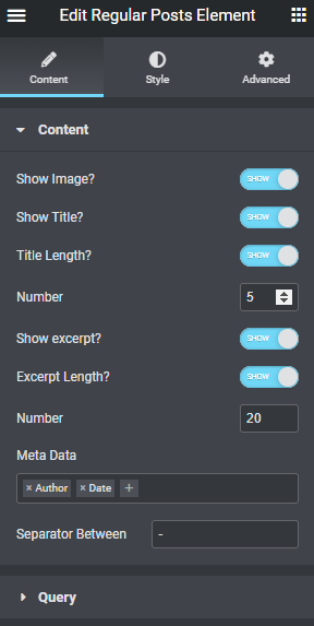 Admin panel for content options.