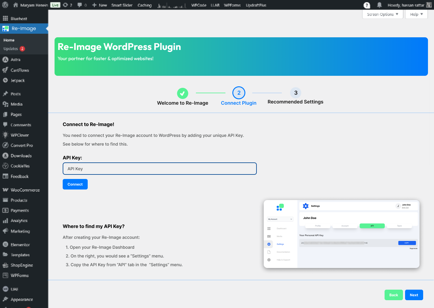 Enter API Key and click connect.