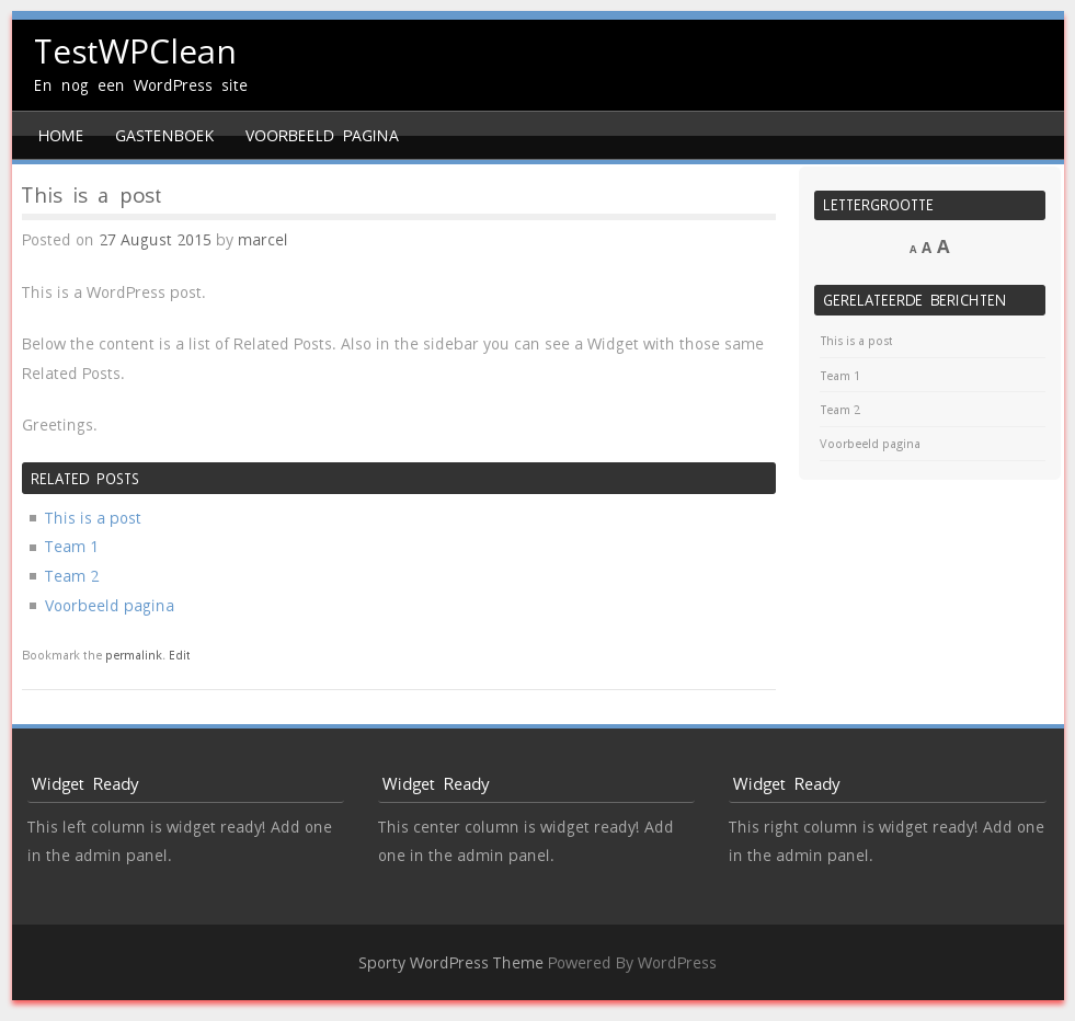 Widget with Related Posts in the frontend, together with Related Posts in a content filter.