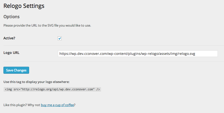 Settings page for Relogo.