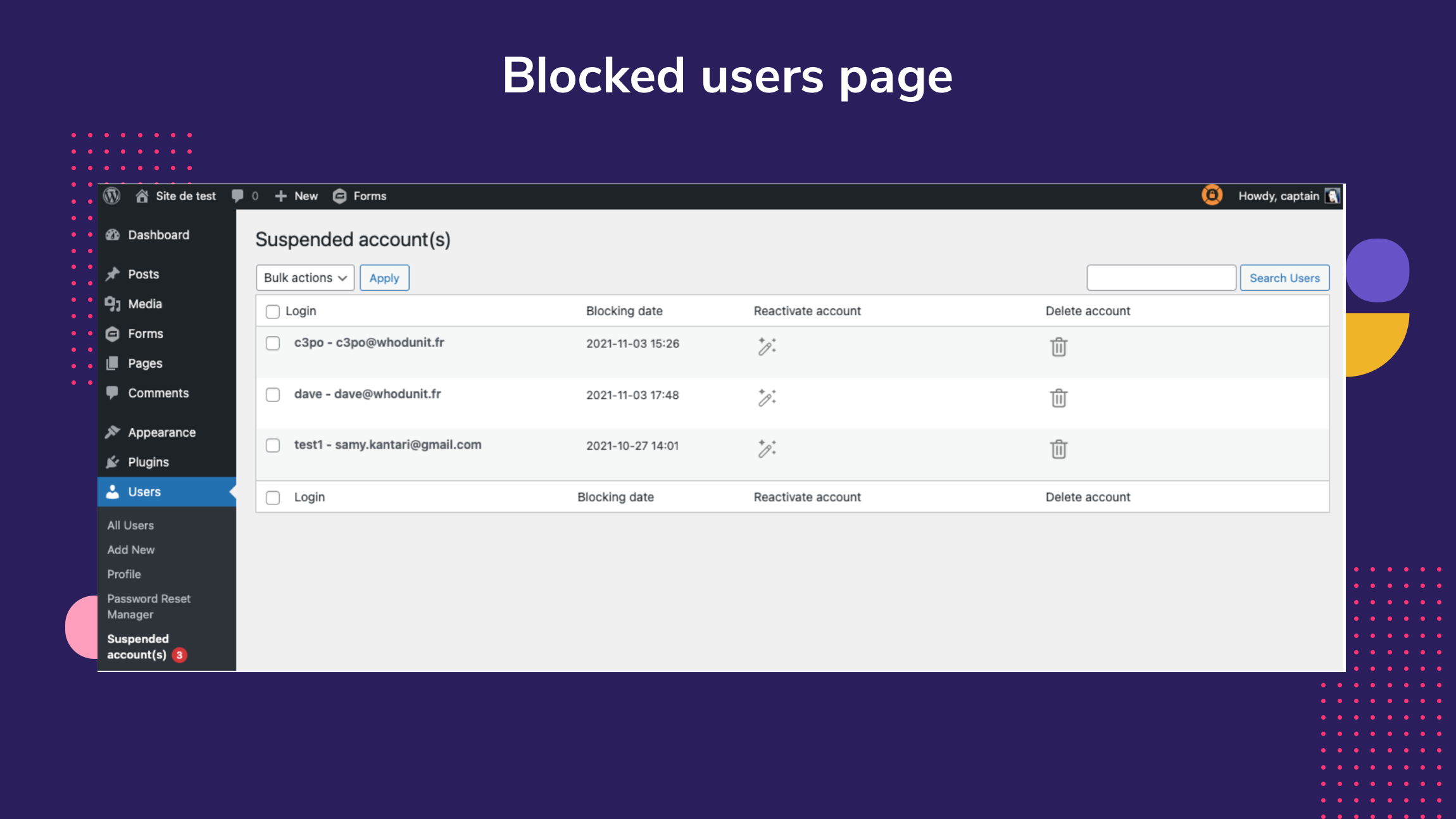 Blocked users page