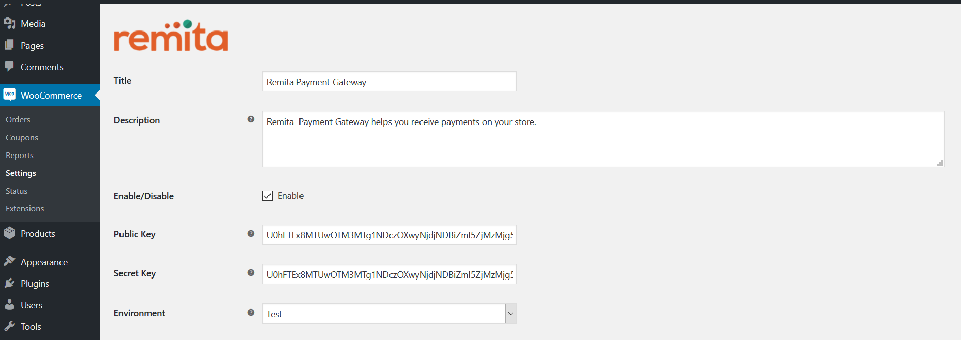 Remita Payment Gateway Plugin Page