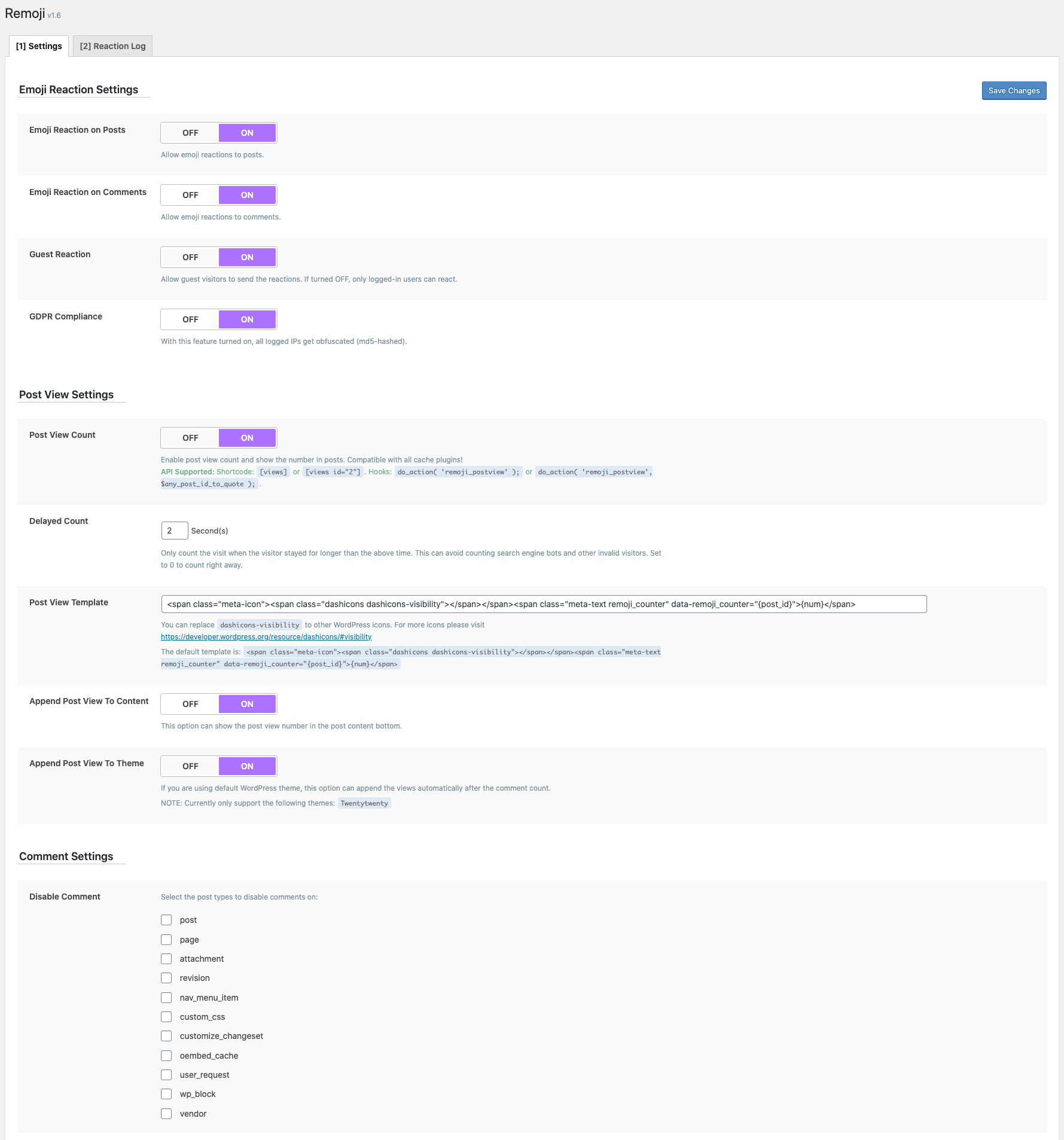 Remoji Settings