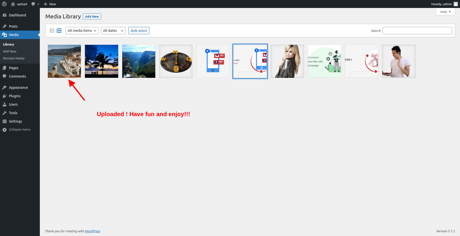 Checkout uploaded file in media