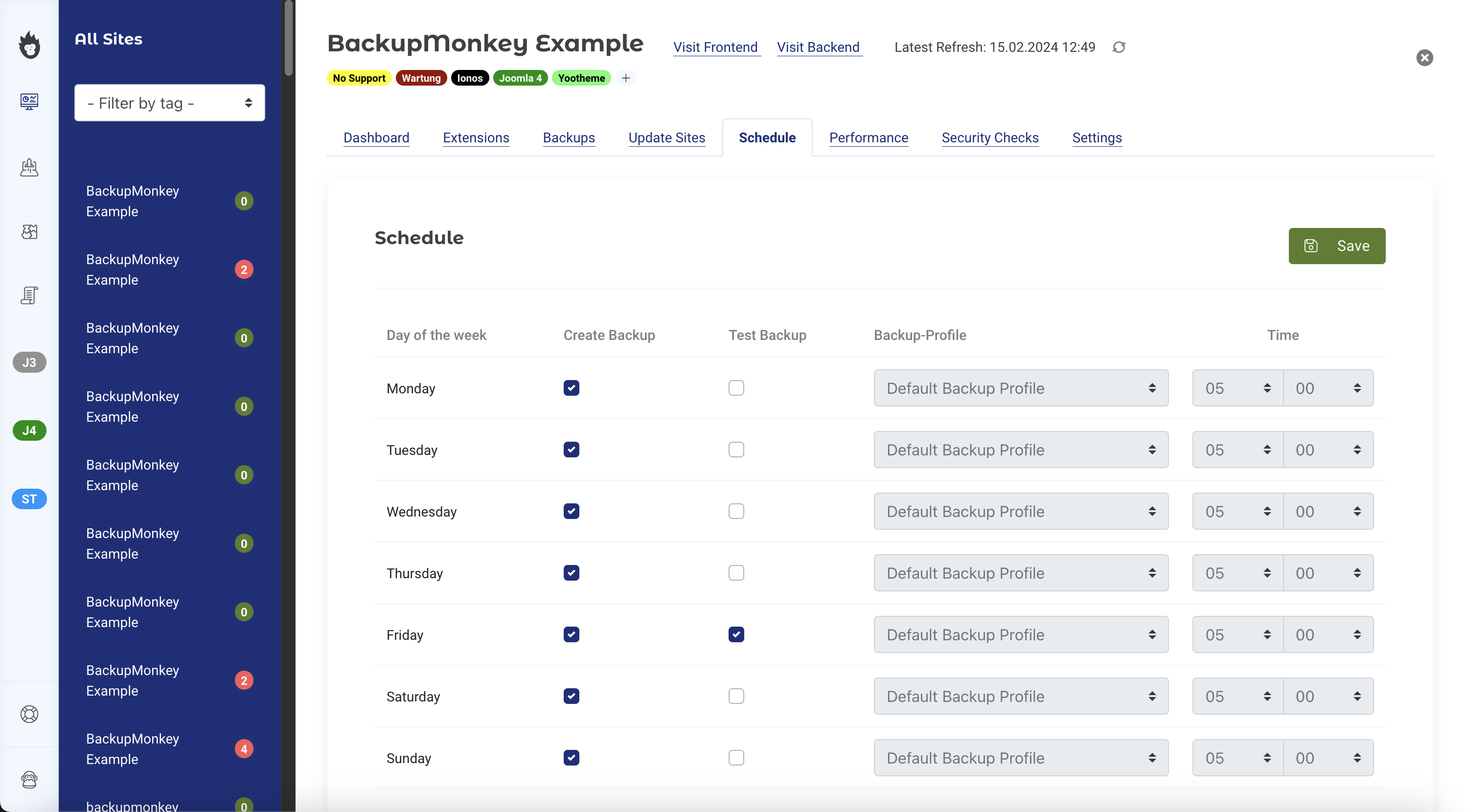 Backup Schedule - Plan automatic backups and backup testss