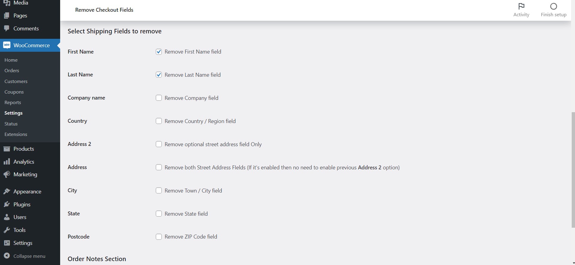 Remove Shipping Fields.