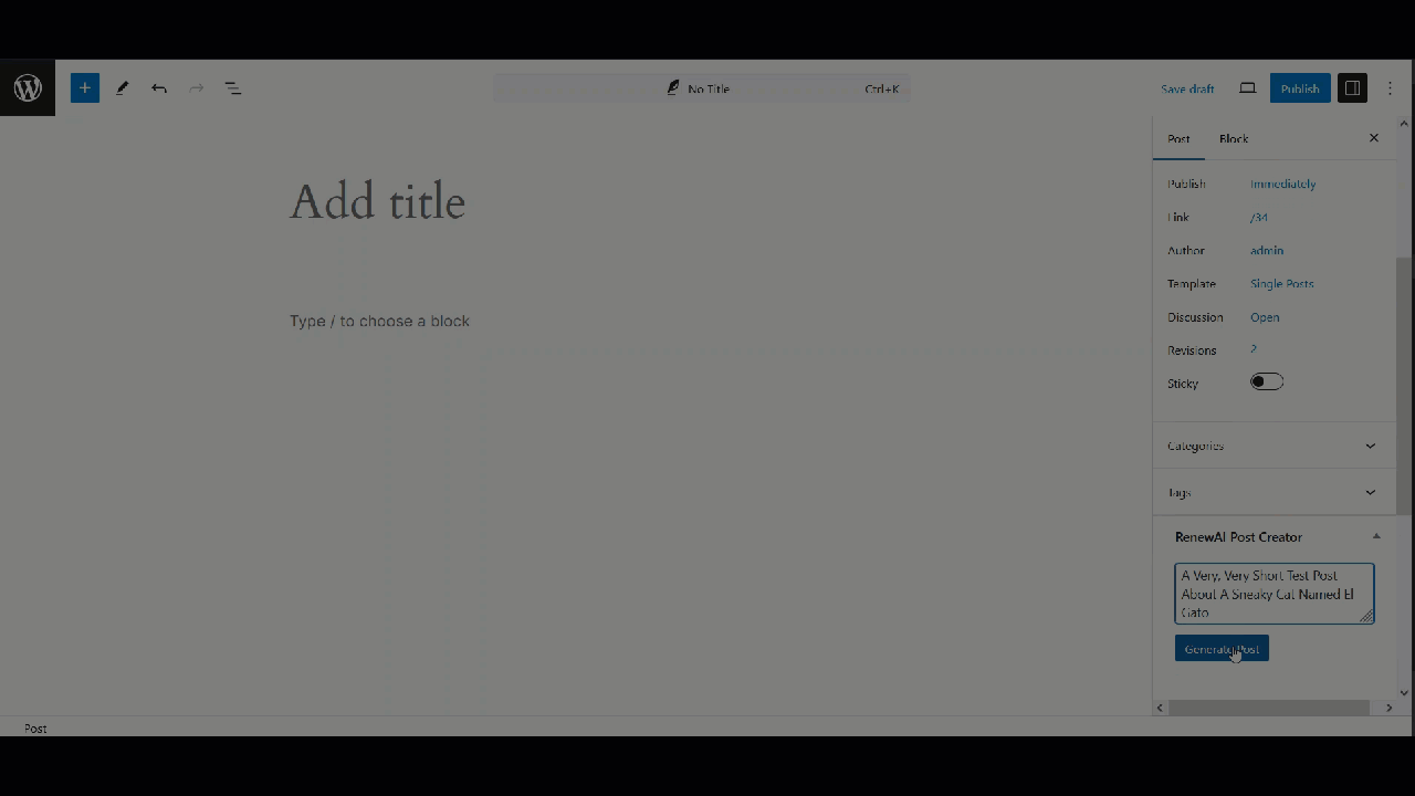 Generating content in the Block Editor